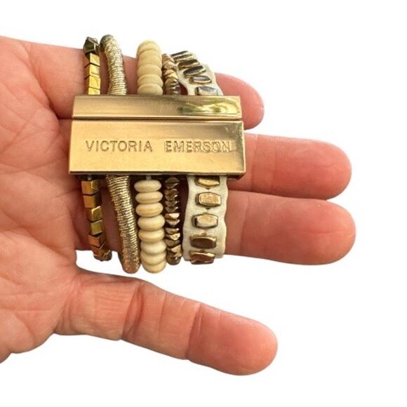 Victoria Emerson Multi Strand Beaded Neutral Magnetic Bracelet - Picture 6 of 7